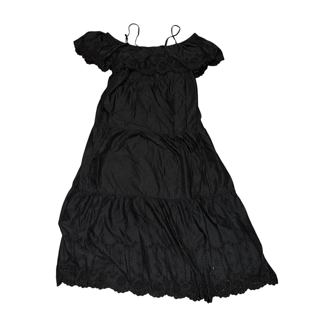 Old Navy Cold Shoulder Maxi Swing Dress Women's Size M Black Dark Cottagecore